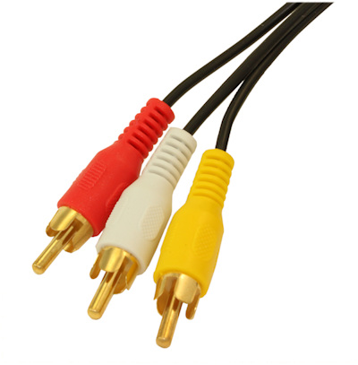 6ft 3 Wire RCA GENERAL DUTY Composite Video with Audio Gold Plated Cables 