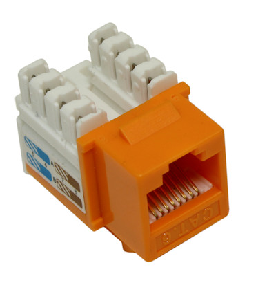 Keystone Jack Insert/Punch-down - Cat 6 RJ45 Networking, Orange